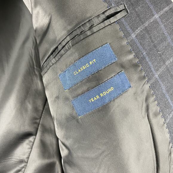 Stafford Year Round Blazer Sport Coat Mens 42R Blue Plaid Classic Fit Travel - Picture 6 of 16